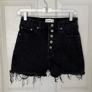 Abercrombie & Fitch High Waist Black Distressed Jean Shorts